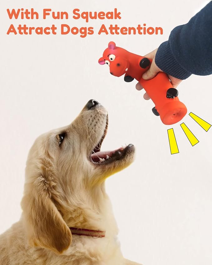 Pweituoet 9" Squeaky Dog Toys - 3 Pack Funny Rubber Squeaky Toys, Latex Dog Chew Toys for Puppy