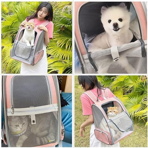 Texsens Bubble Backpack Pet Carrier, Expandable, Pink