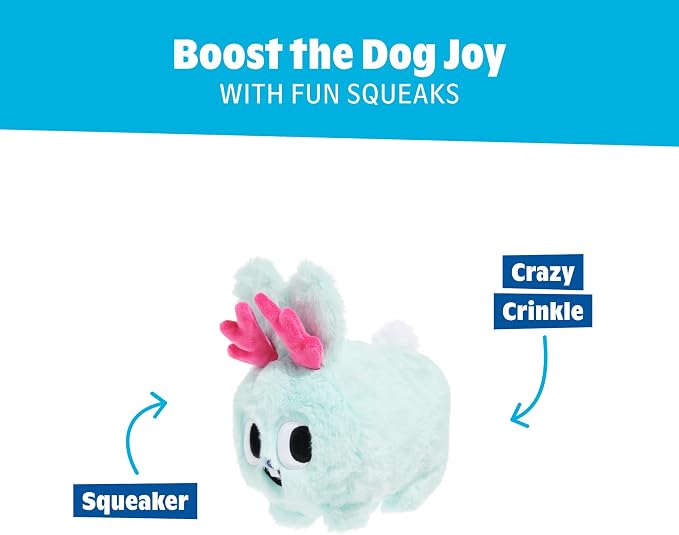 BarkBox Jack Jackalope Dog Toy - Toy for Small Dogs | Cryptid Plush Toy with Squeaker and Crinkle