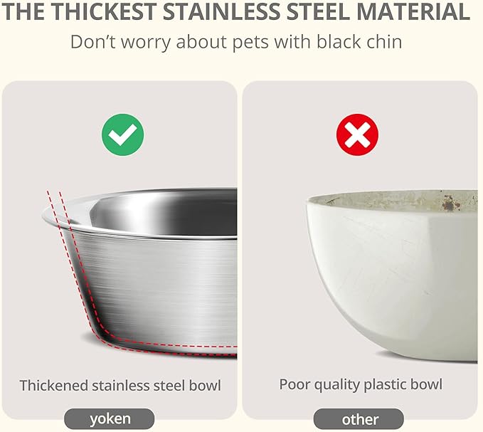yoken Elevated Dog Bowls,[Prevention of Vertebrae Disease][Super Non-Slip] Dog Bowl with Stainless Steel Bowl,High Capacity,for Large Dogs
