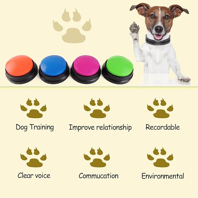 Voice Recording Button, 4 Pack, Rose Red & Dark Blue & Green & Orange