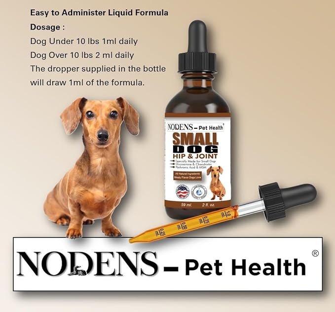 NODENS Small Dog Hip and Joint Liquid Glucosamine for Dogs with Chondroitin