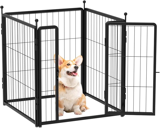 Rustproof Dog Playpen, 24in 4 Panels, Black