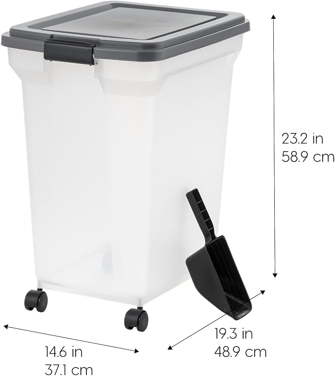 IRIS USA Dog Food Storage Container, Up to 58 lbs, Dark Gray