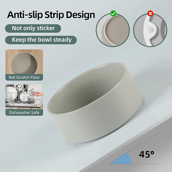 Havniva 6.1” Dog Bowls Elevated Ceramic Dog Food and Water Bowl Set, Double Raised Dog Water Bowl with Stand Non-Slip Rubber Base Two Heights Large Capacity Pet Food Bowl for Small & Medium Dogs
