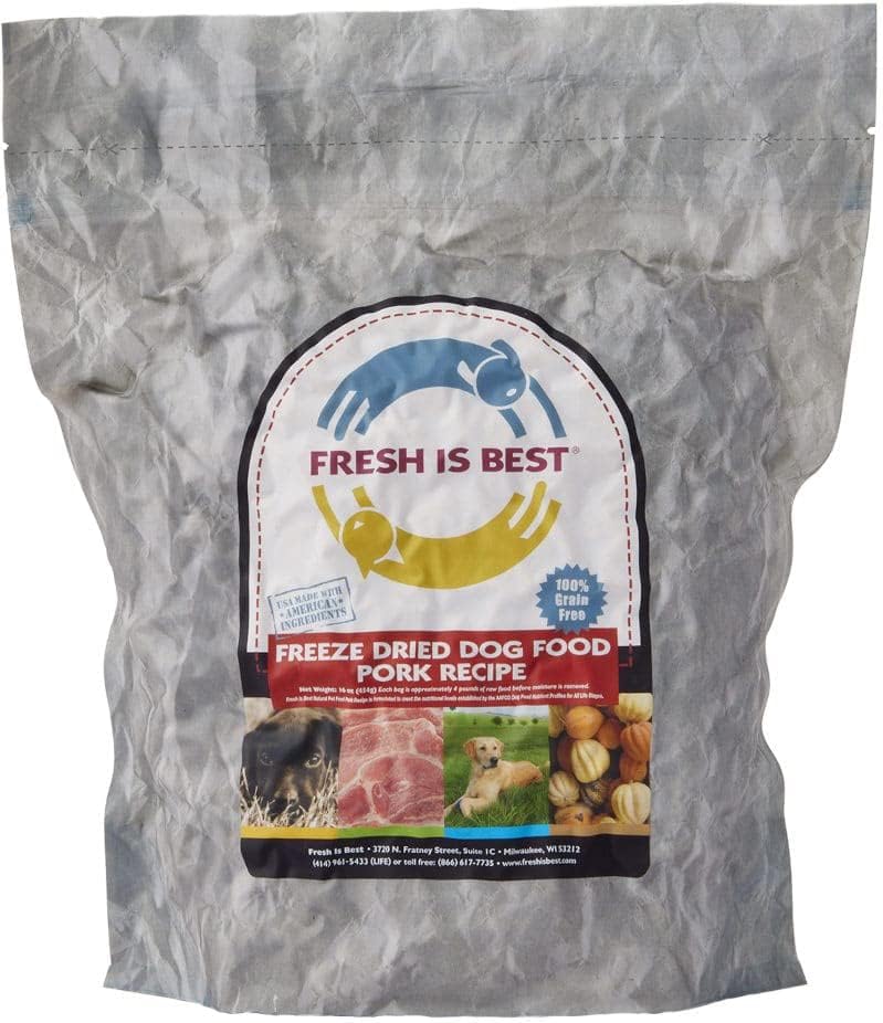 Fresh Is Best Pork Freeze Dried Dog Food – Raw Dog Food Toppers for Puppies & Adult Canines – High-Protein Freeze Dried Pork in Resealable Zipper Bag – Made in the USA – 16 oz