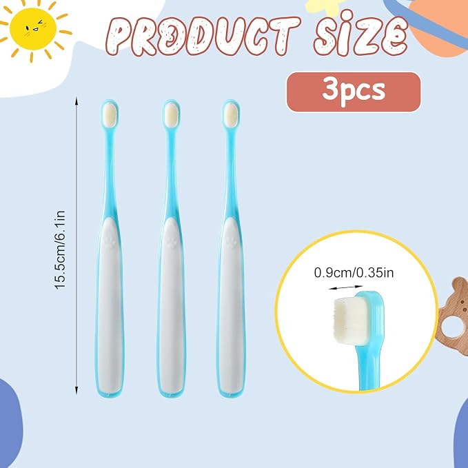 Lusofie 3 Pack Dog Toothbrush for Small Dogs & Puppies - Extra Soft Bristles, 0.35" Mini Brush Head, Gentle Teeth Cleaning for Yorkie, Chihuahua, Tiny Breeds - Curved Handle with Dual Rubber Grip