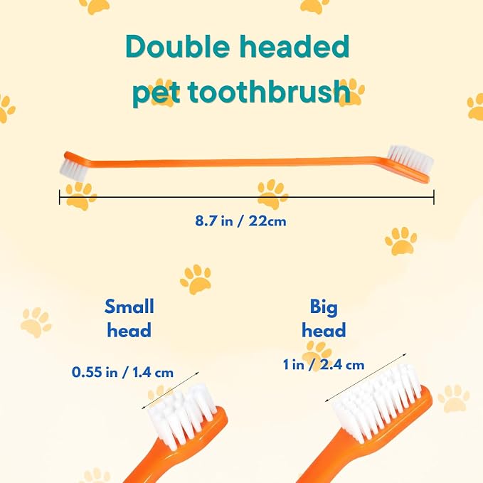 Dog Toothbrush Set of 10 - Cat Dog Dual Headed Toothbrushes for Small to Large Pets, Double Sided Long Handed Toothbrush Pet Teeth Cleaning Puppy Suitable Most Pets Cleaning Brushes
