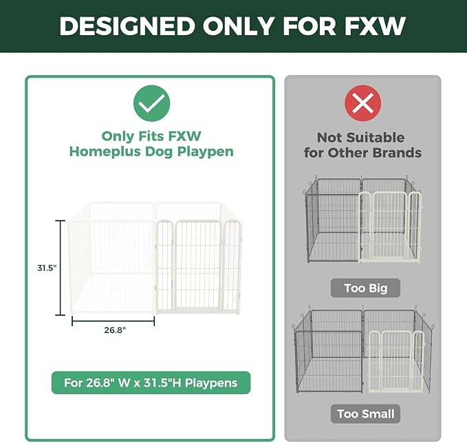 FXW Homeplus Unleashed Dog Playpen Designed for Indoor Use, 1 Add-on Gate, 32" Height for Small and Medium Dogs, White│Patented