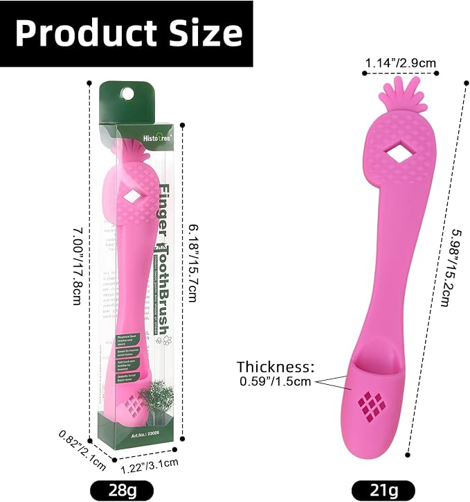 Pink Pineapple-Shaped Dog Finger Toothbrush 5.98in/15.2cm | Anti-Slip&Anti-Fall,Soft TPR,Dog Finger Toothbrush Cover,Cat Finger Toothbrush,Pet Dental Care Toothbrush for Dogs and Cats