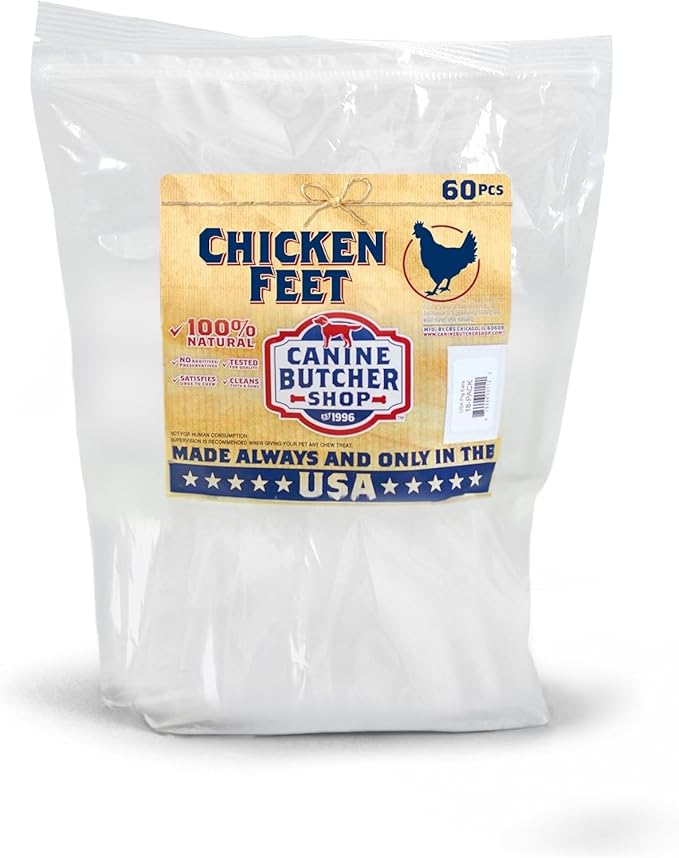 Chicken Feet for Dogs, All-Natural Dog Treats, 60 Ct