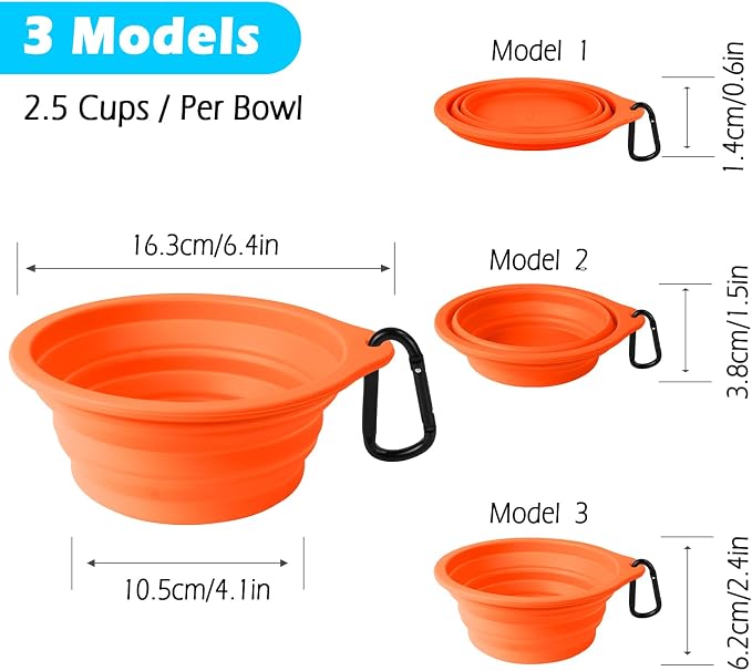 PetBonus Collapsible Dog Bowls, 2 Pack, Green, Orange