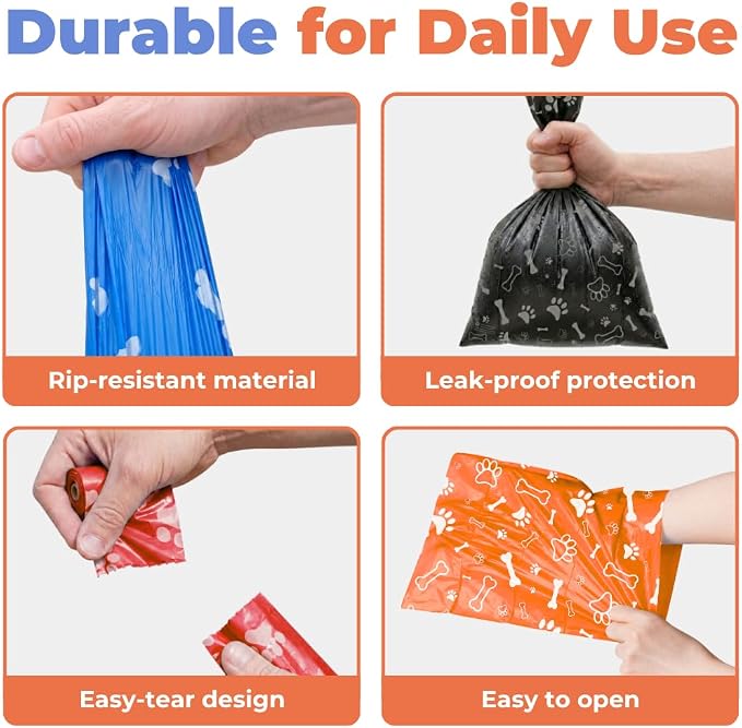 Best Pet Supplies Dog Poop Bags for Waste Refuse Cleanup, Doggy Roll Replacements for Outdoor Puppy Walking and Travel, Leak Proof and Tear Resistant, Thick Plastic - Assorted, 900 Bags