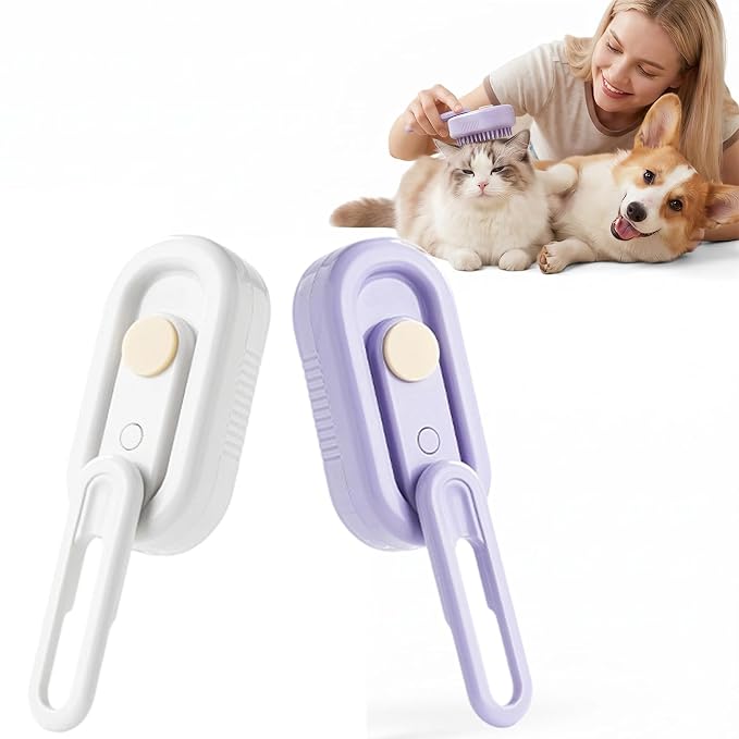 2026 Upgraded 3-in-1 Cat Steam Brush, Rechargeable Steamy Pet Grooming Brush for Shedding, Multifunctional Pet Hair Remover with Steam for Pet Massage & Deep Cleaning-Multicolor
