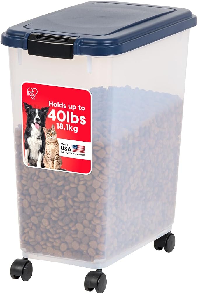 IRIS USA Dog Food Storage Container, Up to 40 lbs, Navy