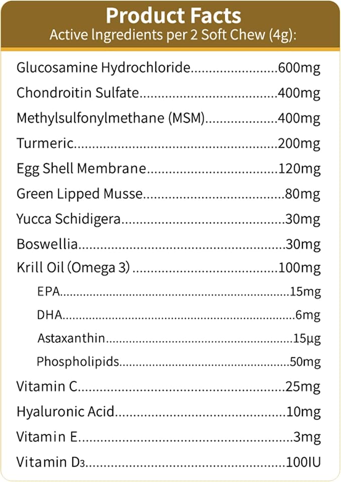 360 Chews Glucosamine Chondroitin Joint Chews for Dogs, Chicken Flavor 13 in 1 with Glucosamine, Chondroitin, MSM, Omega-3 Support Hip & Joint Support - Joint Pain Relief Flavored Fit All Breed