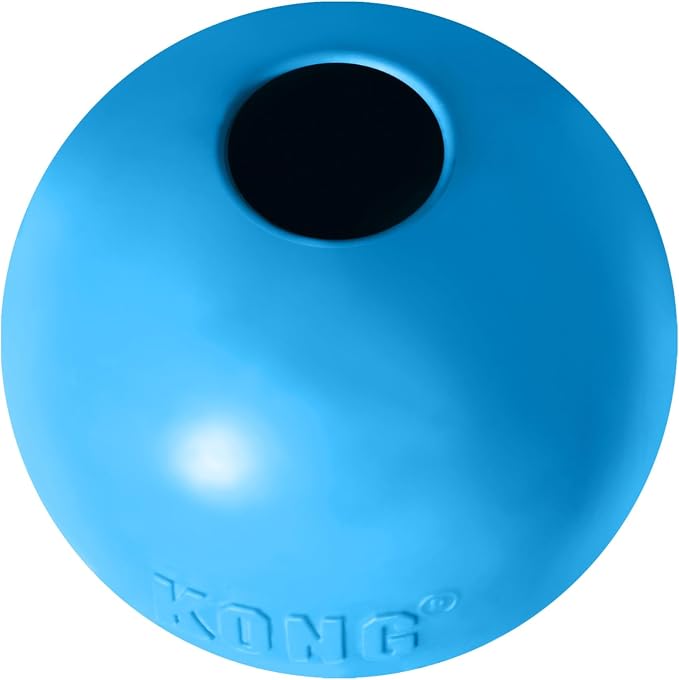 KONG Puppy Ball with Hole, Natural Rubber Teething Toy, Small Puppies, Blue | Soft & Durable Activity Ball That Supports Healthy Exercise, Interactive Play & Natural Teething for Puppies