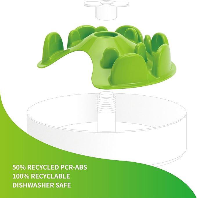 PetDreamHouse Spin Slow Feeder Bowl Insert for Dogs - Interactive Dog Food Puzzle Accessory for Slow Eating, Mental Enrichment, & Digestive Health, UFO Maze, Green