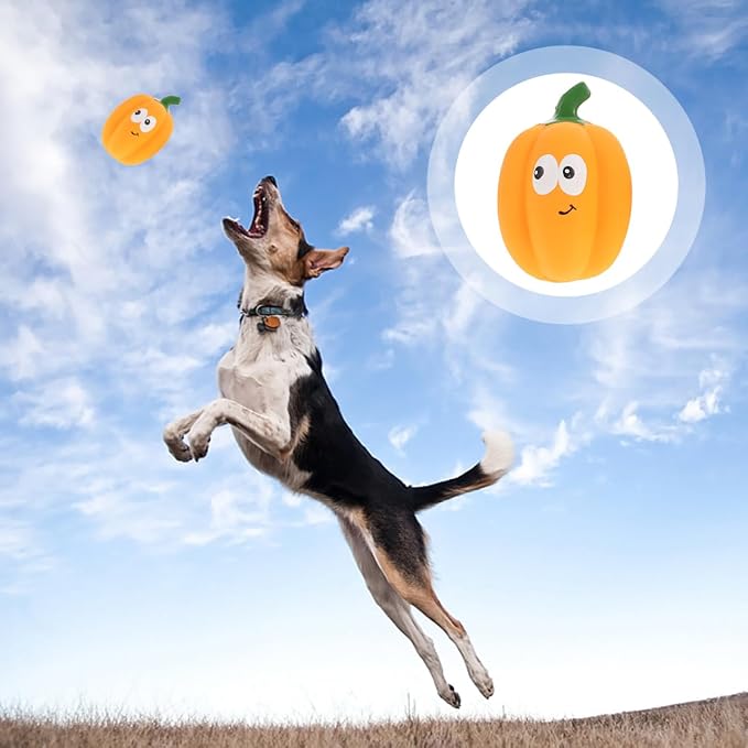 Balacoo 2 Pcs Squeaky Latex Pumpkin Dog Toys, Chew-Redirecting for Chewing | Destructive Chewing, Daily pet care