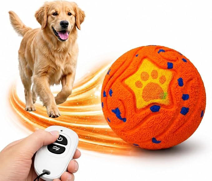 Interactive Dog Ball Toy for Medium & Large, Automatic Moving TPU | Durable chew-resistant TPU ball with automatic rolling and bouncing for interactive indoor play with medium and large dogs.