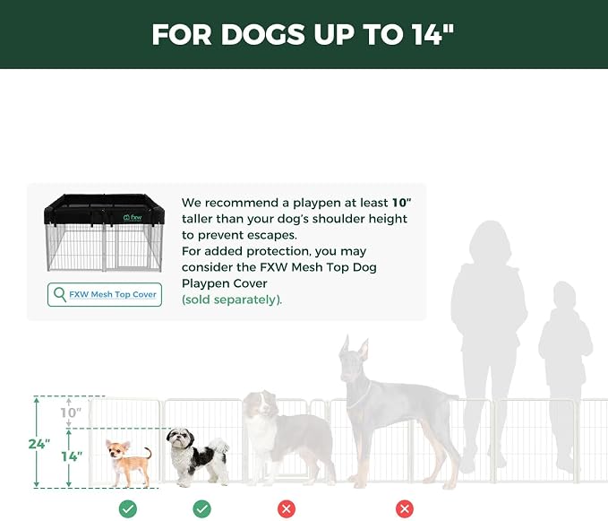 FXW Homeplus Unleashed Indoor Dog Playpen - Stress-Free and Safe Play, Heavy Duty 24 Inch 12 Panels with Connectors (Pack of 2) for Puppy and Small Dogs, White│Patented