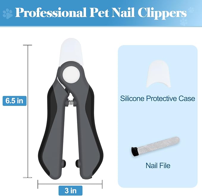 Swihauk Heavy Duty Dog Nail Clippers with Nail File, Gray