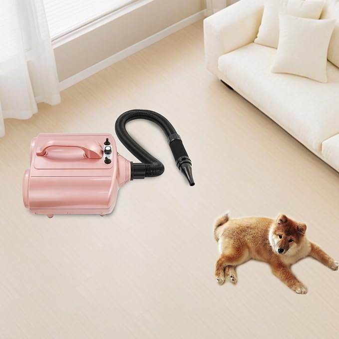 Pet Grooming Hair Dryer, 3600W Dog Pets Blower, Double Motor High Performance Pet Grooming Dryer, 77~149℉ Adjustable High Velocity Professional Dog Hair Drying Blower (Pink)