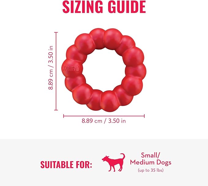 KONG Ring, Natural Rubber Chew Toy for Dental Health, for Small/Medium Dogs | KONG Natural Rubber Ring Toy That Supports Healthy Chewing Habits, Dog Dental Health & Natural Play Instincts