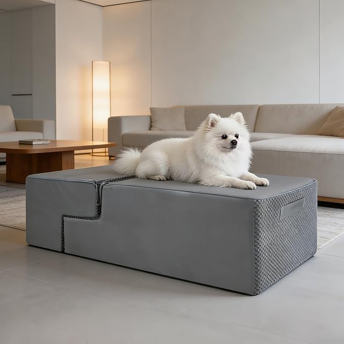 4-Step Dog Steps 18’’ for Bed cat & Dog ramp for Stairs & Step high Bed Non-Slip Out- & Indoor