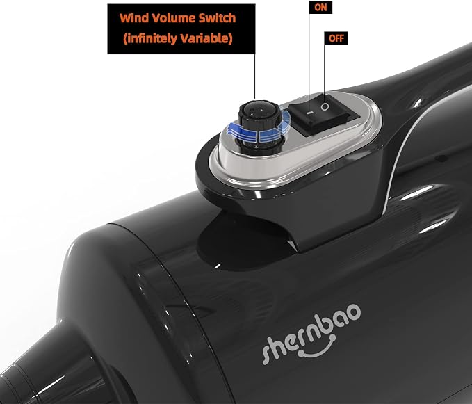 Dual Motor High Velocity Pet Dog Grooming Force Hair Dryer/Blower 6.0HP | 6.0HP powerful high velocity blower dryer for professional dog hair grooming, Jet Black DHD-2400T