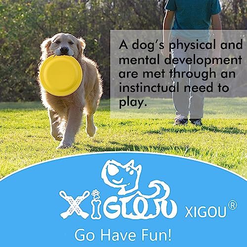XIGOU Dog Flying Disc - Durable Rubber Flying Disc Dog Toy - 9.25" Indestructible Rubber Dog Flying Discs Flyer Dog Toys - Puncture Resistant & Bite Resistant Extremely - for Medium Large Dogs