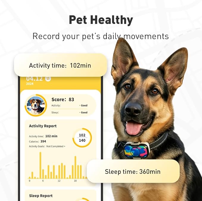 4G GPS Dog Tracker, No Monthly Fee, Virtual Fence, Waterproof, 21D Battery | Real-Time GPS Tracking, 12-Month Membership Included, Activity & Sleep Monitor, Long Battery Life, iOS & Android Compatible