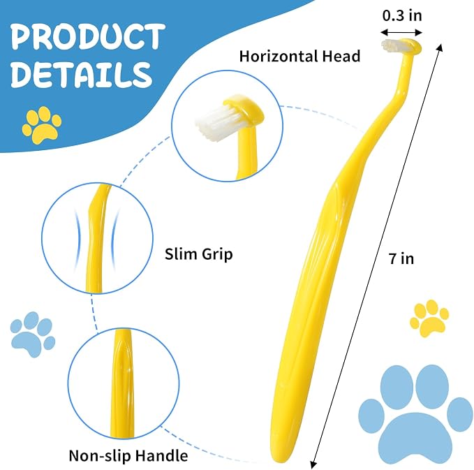 E.M&S.T by Emmeliestella Small Dog & Cat Toothbrush Horizontal Head, Cat Dental Care, Dog Tooth Brush, Oral Hygiene, Easy Handle, Deep Clean, Soft Bristles, Multi-Angle, Pointed Toothbrush, 3PCS