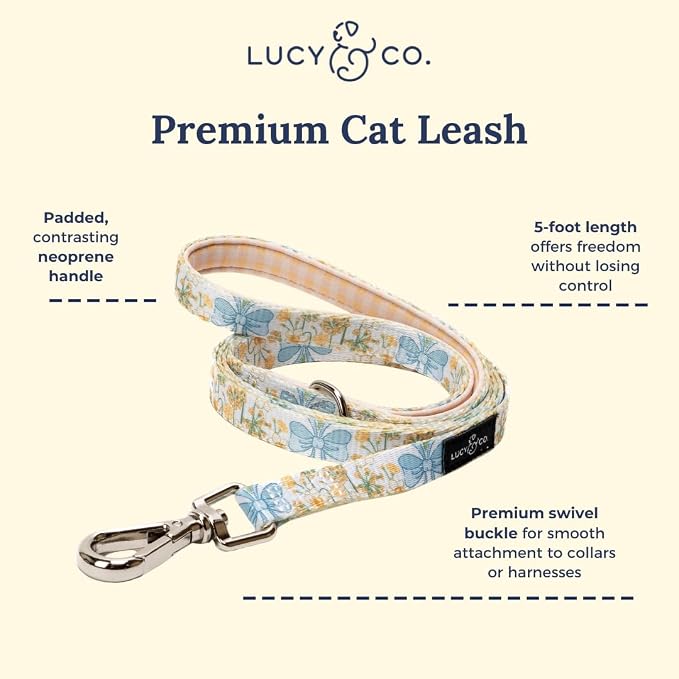 Lucy & Co. Sunshine and Daffodils Step-in Cat Harness and Leash Set Bundle, Escape Resistant Comfort Fit, Medium