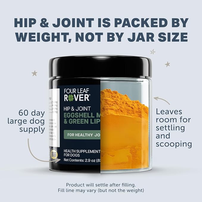 Four Leaf Rover Hip & Joint - Eggshell Membrane for Dogs, Curcumin, Mussel
