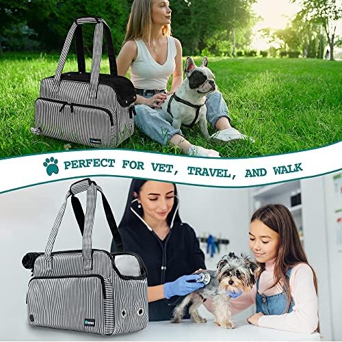 PetAmi Small Dog Purse Carrier, Airline Approved, Soft-Sided Tote, Stripe