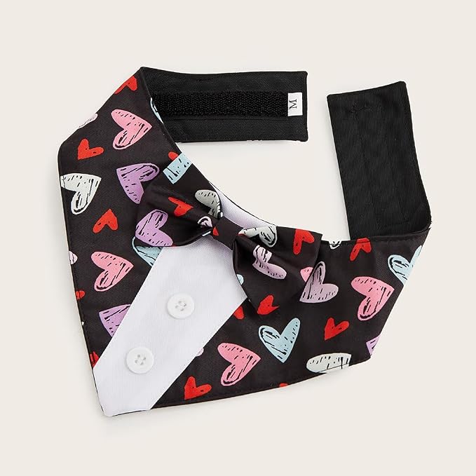 Valentine Dog Tuxedo Bandana with Bow Tie, X-Large, XS