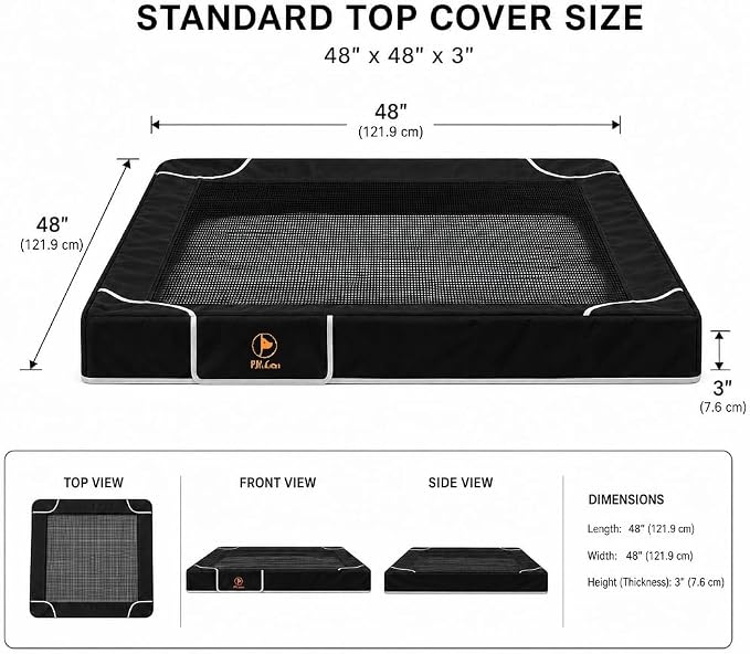 PJYuCien Rectangle Playpen Top Cover- Stabilize The Dog Play Pen, Fits 8 Panels 24" Width Metal Dog Playpen -48"x48" Assembly Size Playpen Cover (Only Cover)