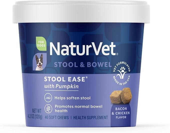 NaturVet Stool Ease Supplement for Dogs – 40 Soft Chews