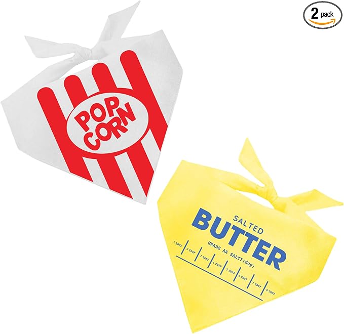 Movie Snack Costume 2-Pack Dog Bandana, One Size, 2-Pack, White
