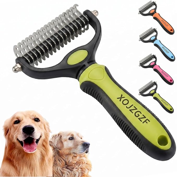 Professional Deshedding Tool for Dogs & Cats, Green