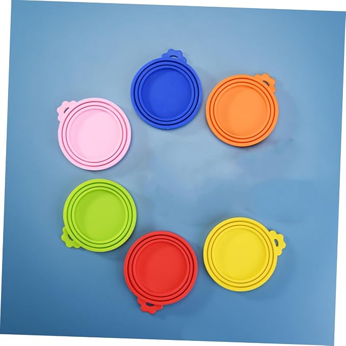 Ciieeo 6pcs Silicone Pet Food Can Lids Dishwasher for Dog Cat Cans Flexible for Yogurt Soda Containers Maintain Freshness