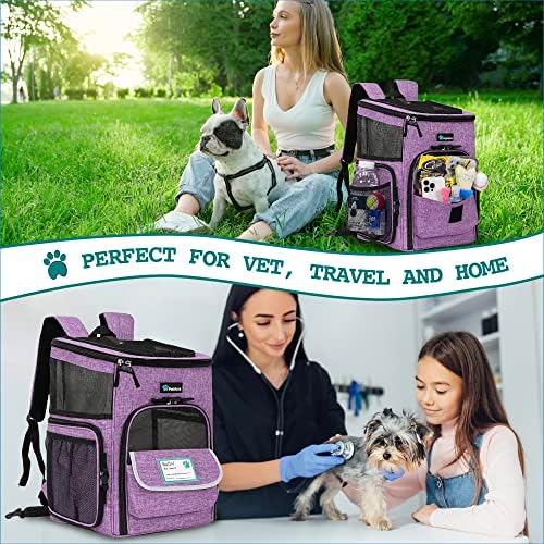 PetAmi Dog Backpack Carrier, Airline Approved, 4-Way Entry, Purple