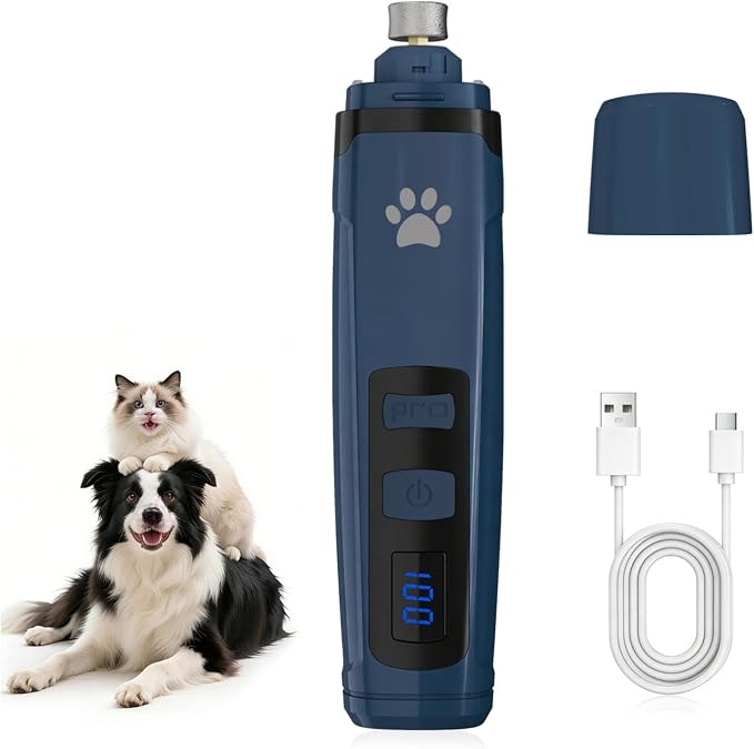 Low Noise Pet Nail Grinder with Light, 2-Speed, Blue