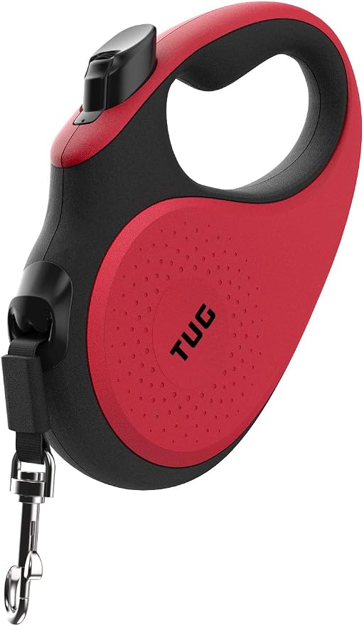 TUG Original Retractable Dog Leash, 16 ft (Medium, Red) | 360° Tangle-Free Retraction, 16 ft Tape, Quick Thumb Lock, Anti-Slip Handle, For Dogs Under 55 lbs