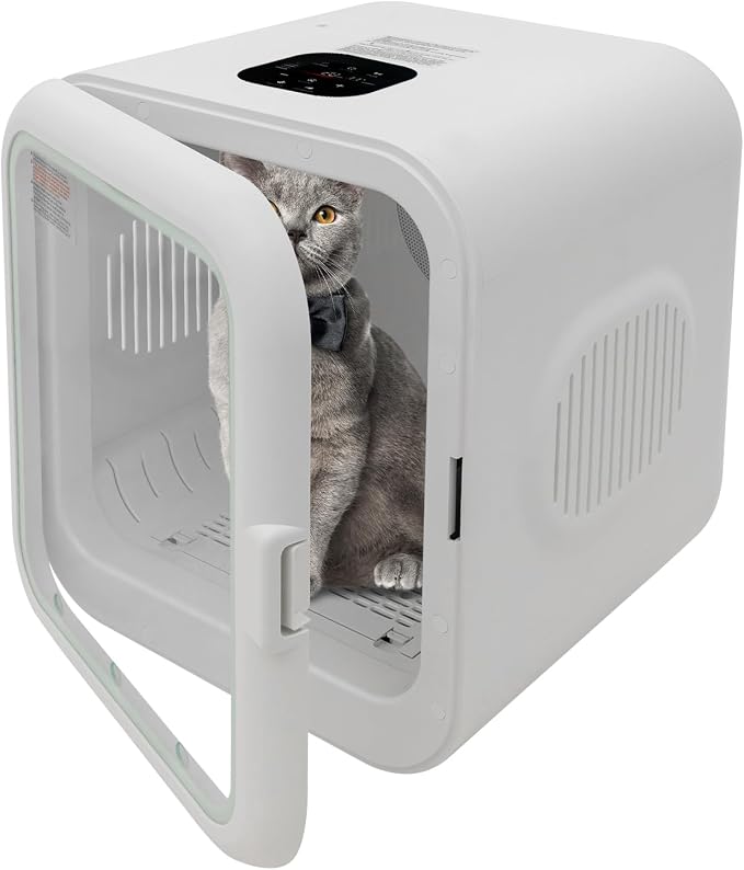 DYNAMI 62L Automatic Pet Dryer Box for Cats and Dogs,800W Quiet Dog Hair Dryer with Adjustable Temperatur&Time,Hands-Free Cat Drying Box Portable Grooming Dryer