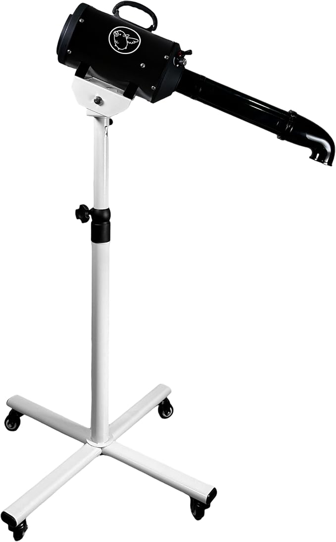 Flying Pig High Velocity Dog Pet Stand Grooming Dryer w/Variable Air Speed & Heat (Black w/White Logo)