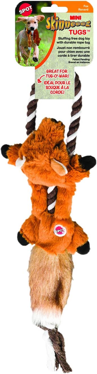 SPOT Ethical Pets Fox Mini Skinneeez Tugs Dog Stuffingless Toy, 14"