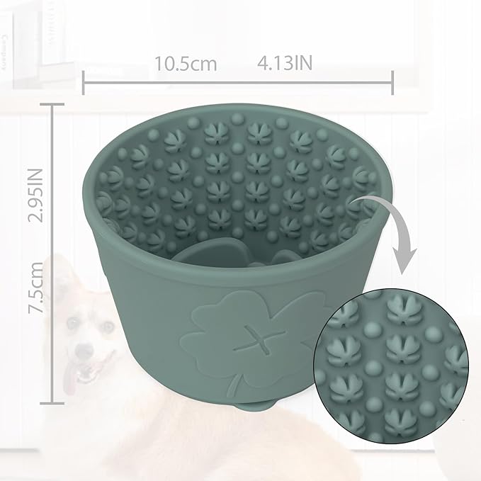 Silicone Lick Bowl for Dogs ，Freeze Bowl for Dogs with Suction Cups for Dog Anxiety Relief,Interactive Dog Puzzle Toy(Dark Green)