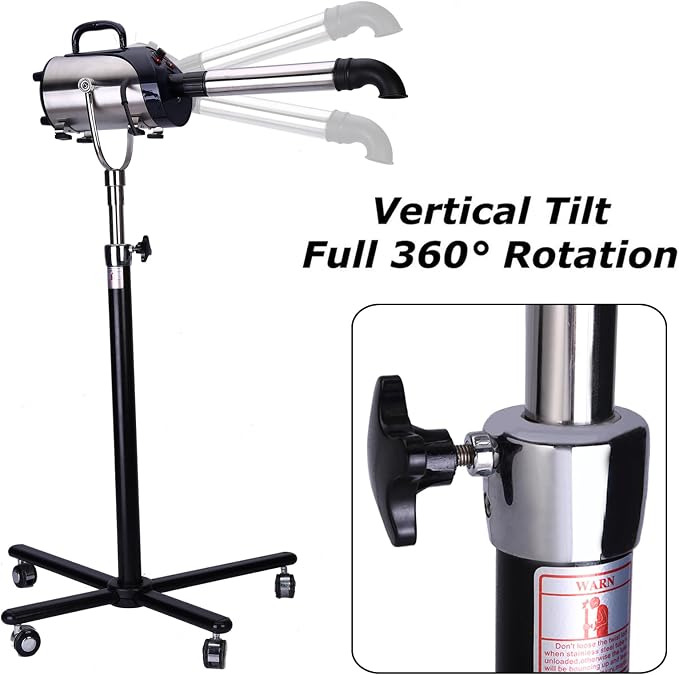 Dog Dryers for Grooming, Professional Dog Hair Dryer with Vertical Stand, 2800W Pet Blow Dryer with Stepless Adjustable Speed and Temperature Control, Adjustable Height